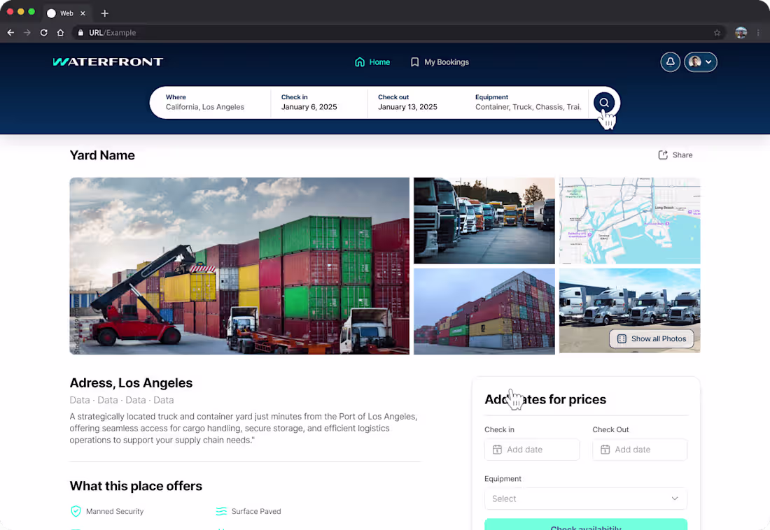 Cover image for Waterfront: Parking Marketplace for Truckers and Yard Owners