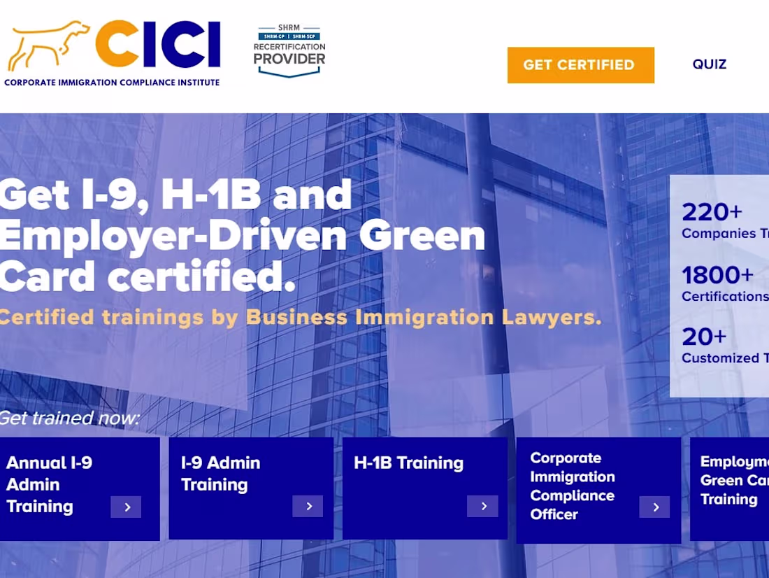 Cover image for Corporate Immigration Compliance Institute
