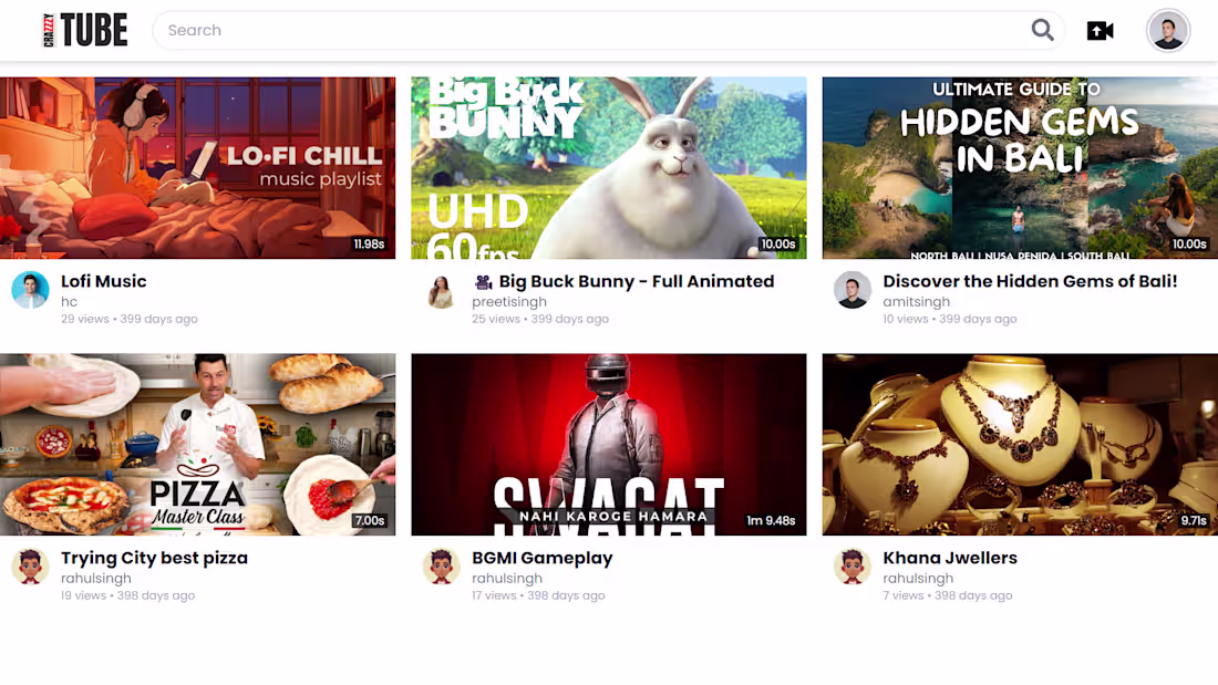 Cover image for 🎥 CrazzzyTube – YouTube Clone (MERN Stack) Created a full-f...