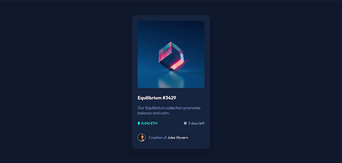 Cover image for NFT Preview Card Component