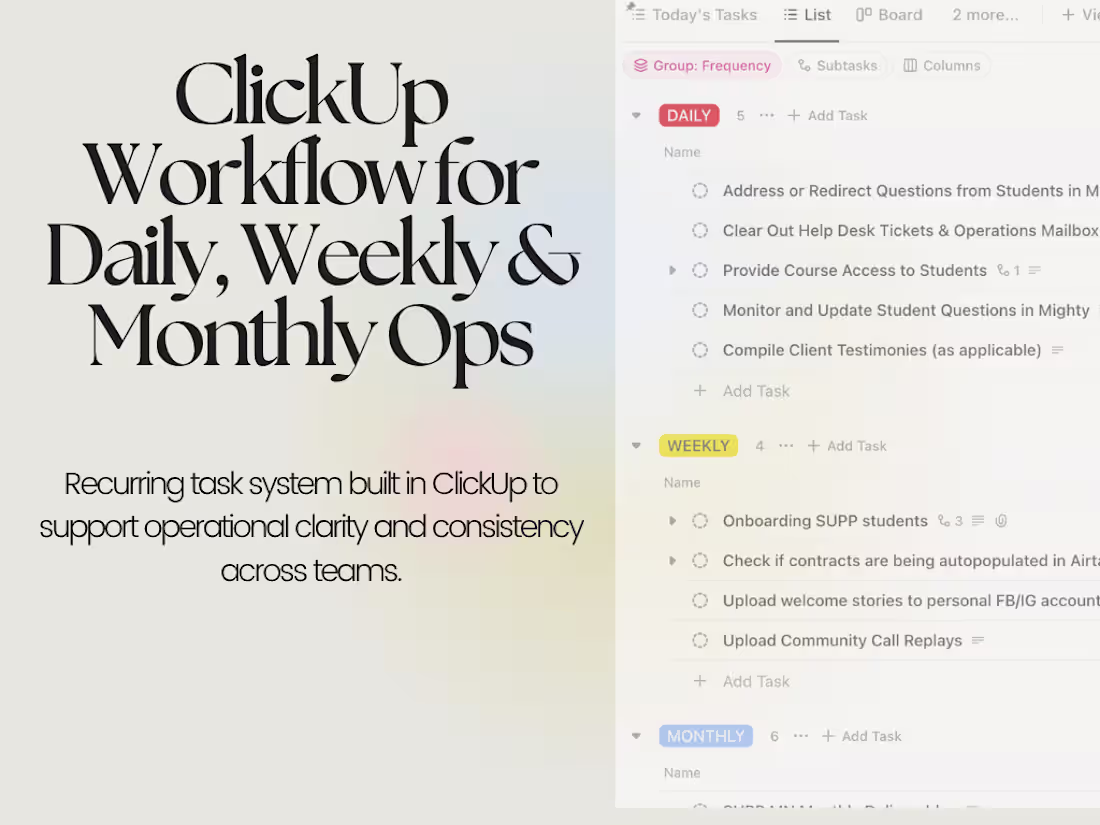 Cover image for Recurring Task Management System in ClickUp