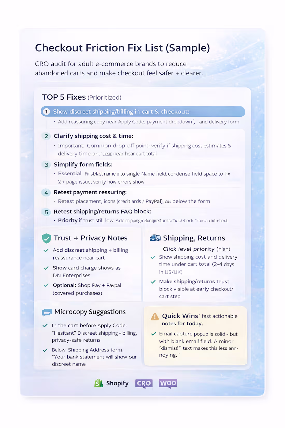 Cover image for Checkout Drop-Off Fix List (Sample): Reduce Abandoned Carts ...