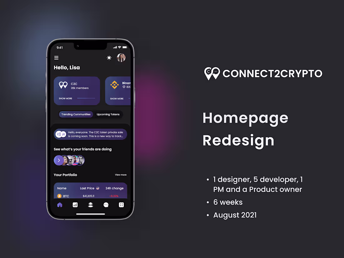 Cover image for Improving homepage for better user engagement of B2C Crypto App