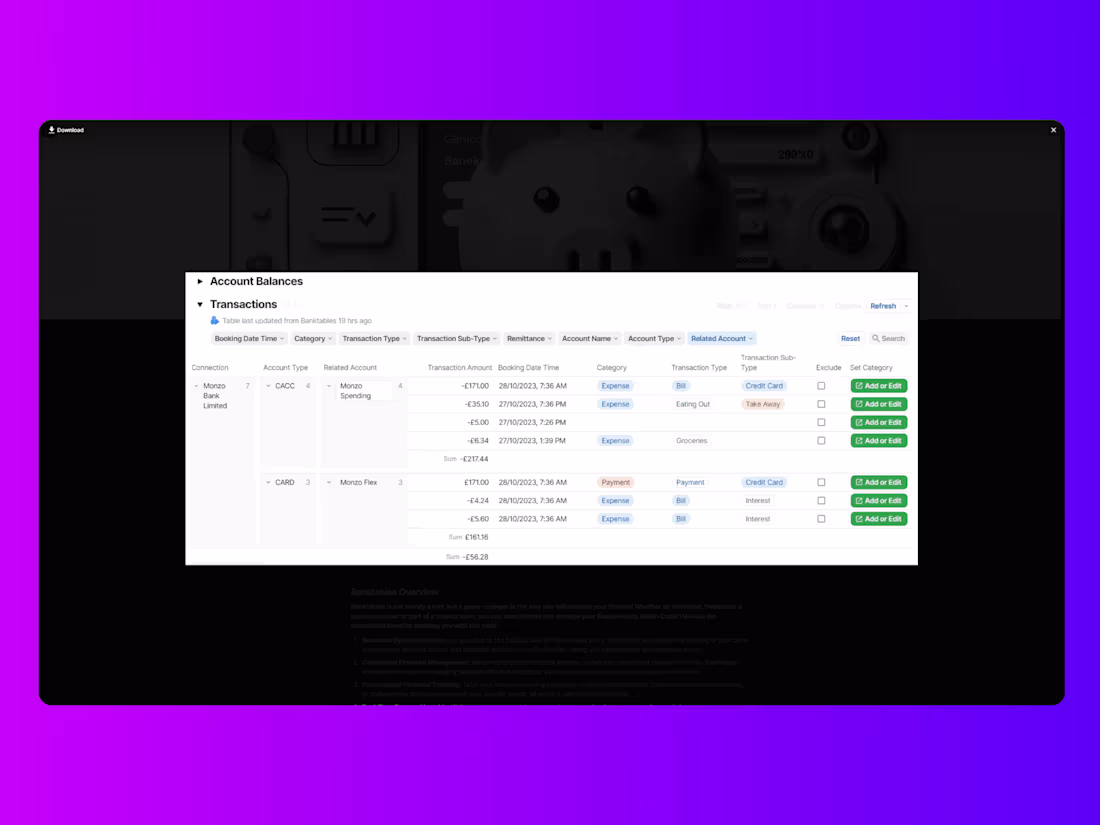 Cover image for Banktables: Real-Time Financial Data Integration