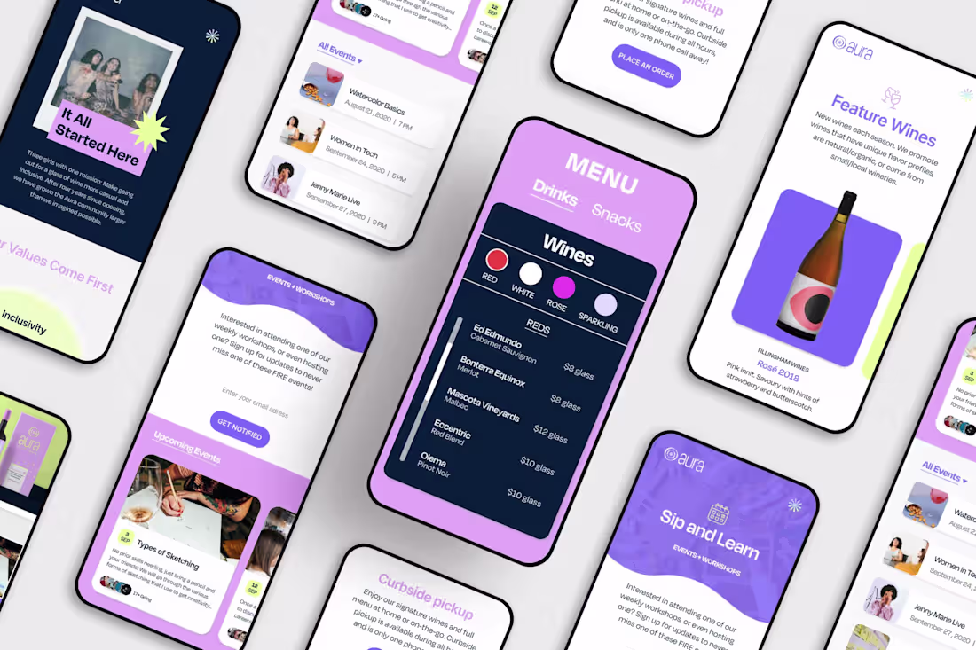 Cover image for Aura Wine Bar Brand Identity + Strategy