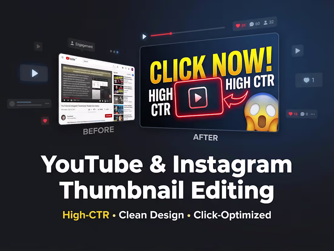 Cover image for YouTube & Instagram Thumbnail Design (High-CTR Thumbnails)