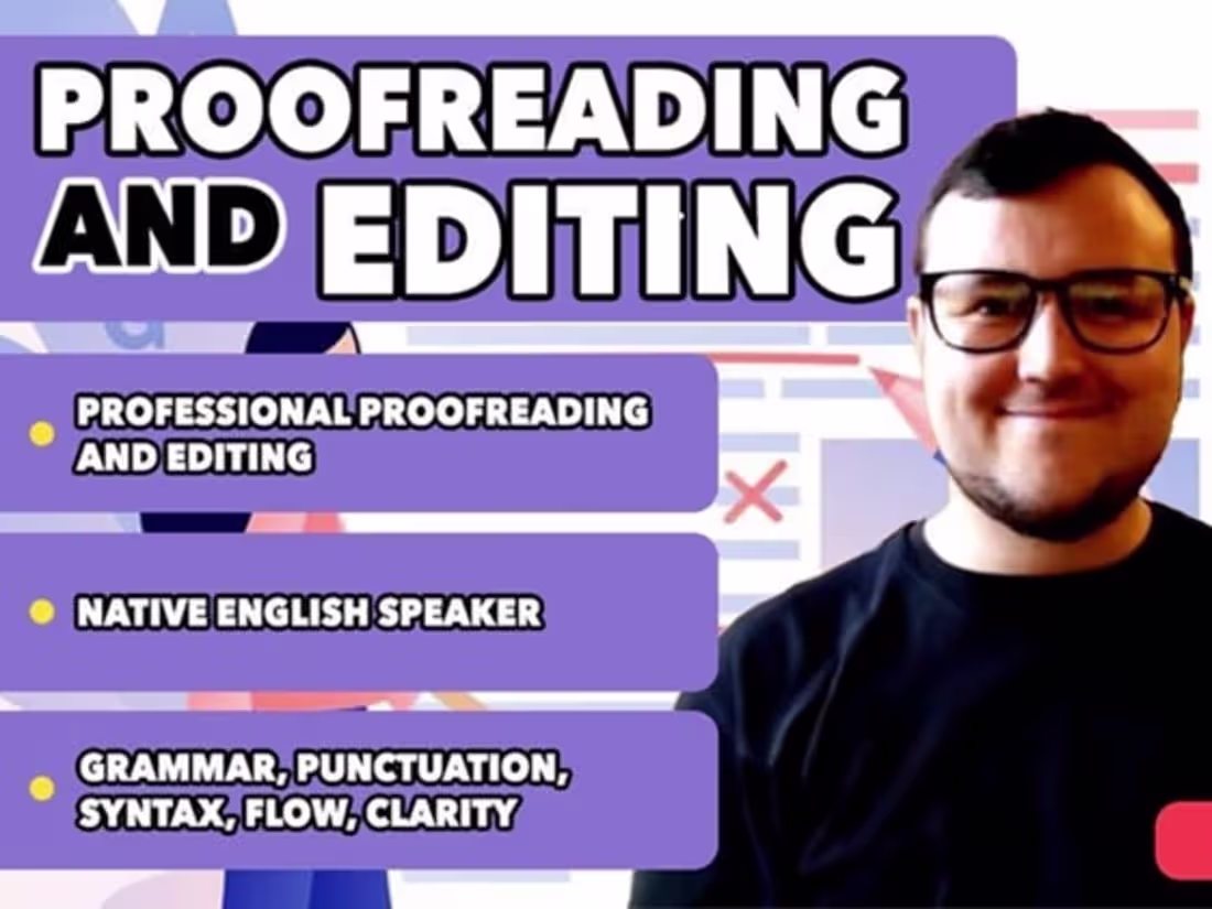 Cover image for Proofread and edit your text, providing corrections and feedback
