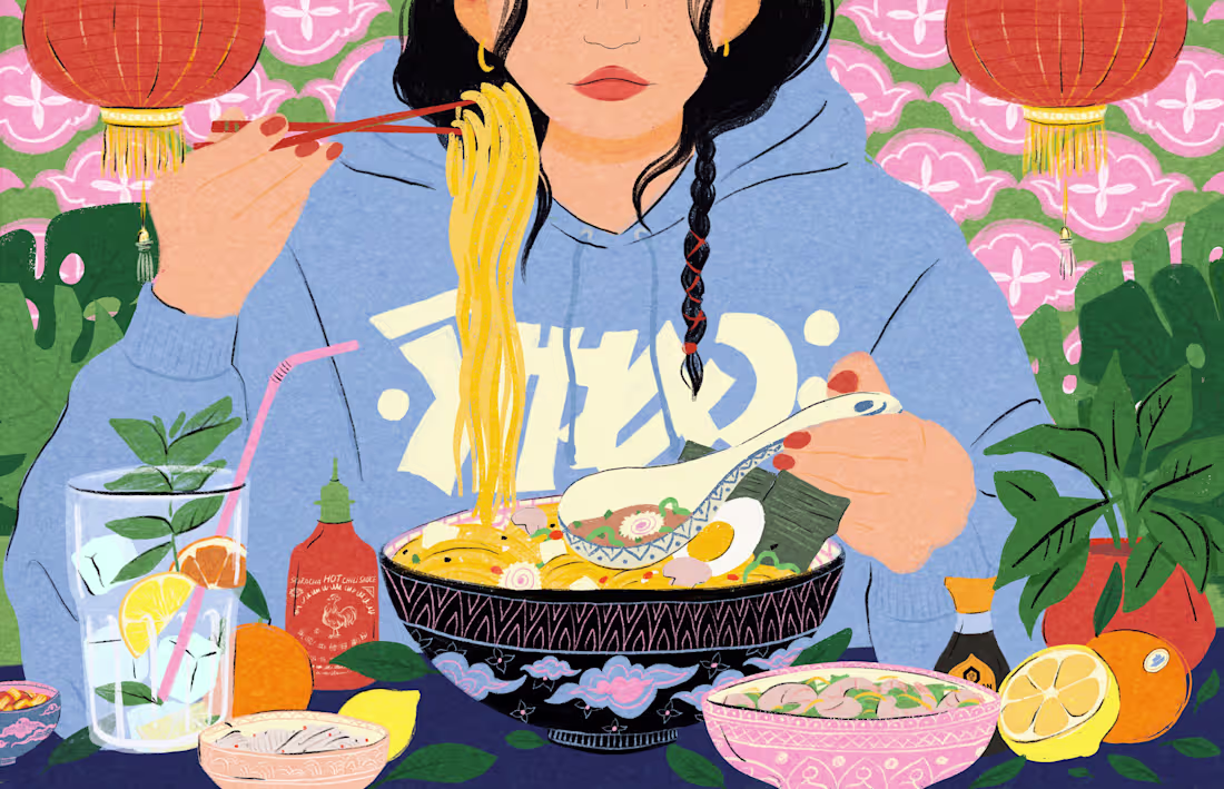 Cover image for Magazine illustration, girl eat