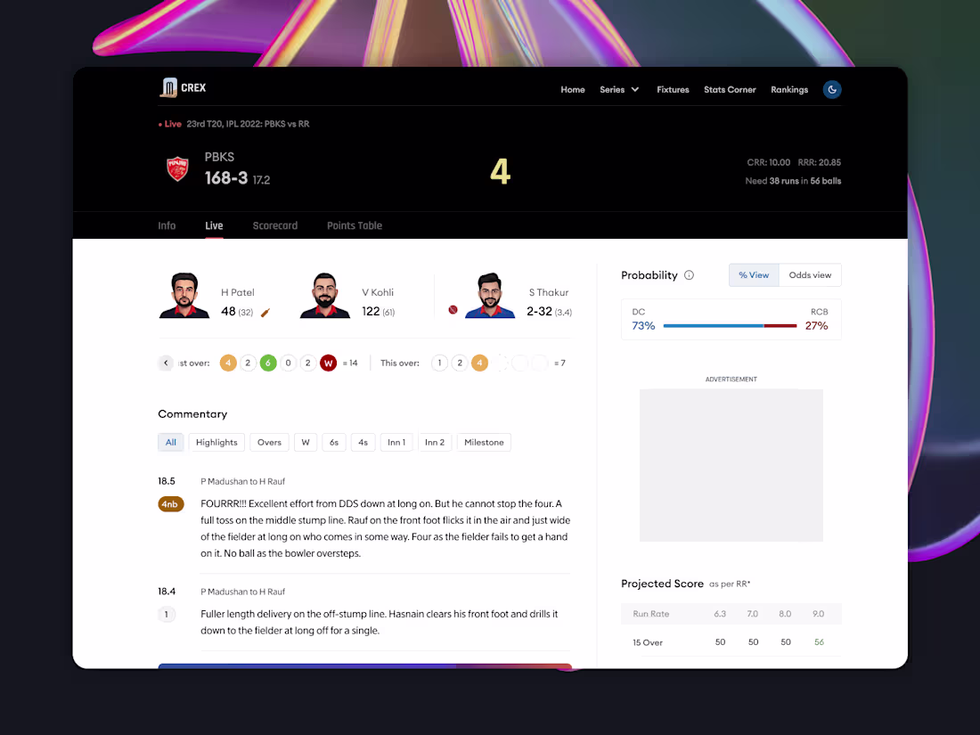 Cover image for CREX, Live Cricket Website