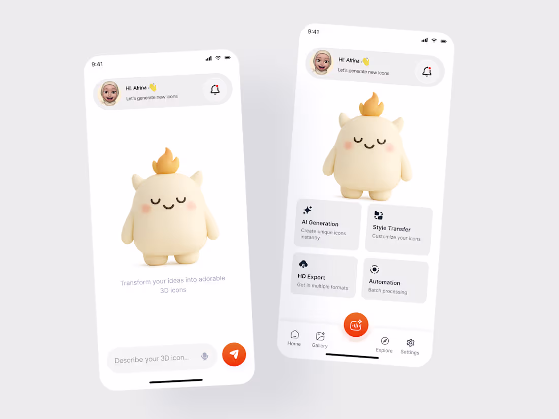 Cover image for 3D charecter Icon Generator App UI Design