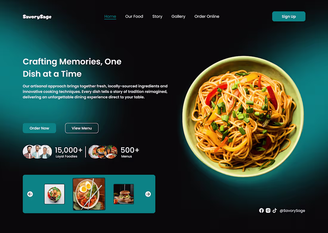 Cover image for Responsive Hero section for SavorySage