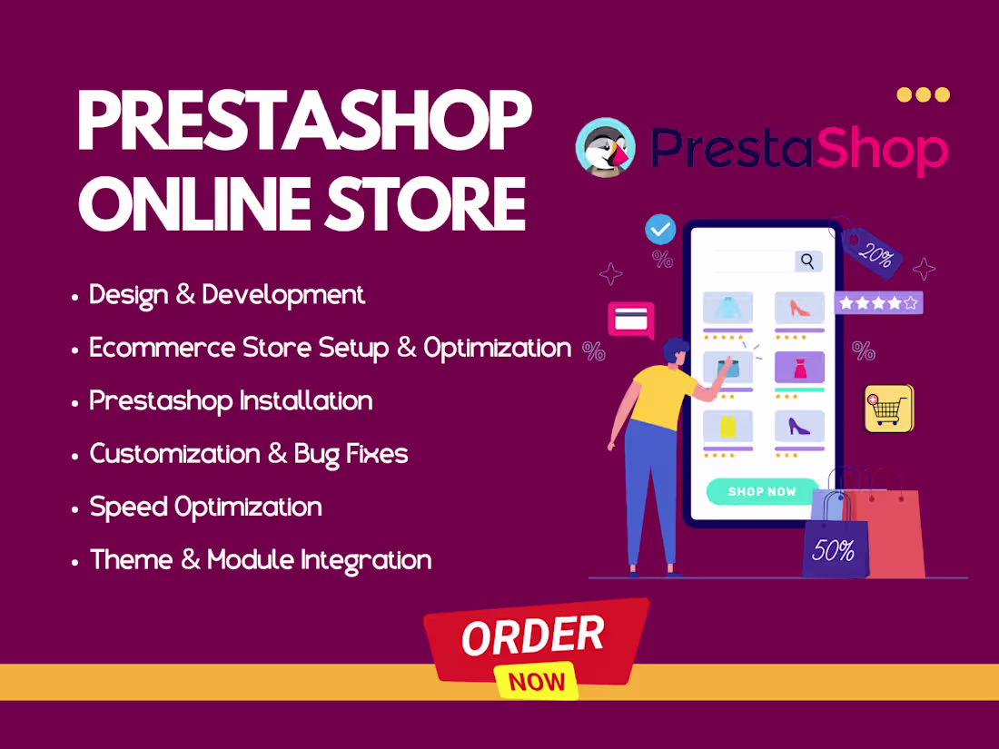 Cover image for Prestashop ecommerce store, prestashop website