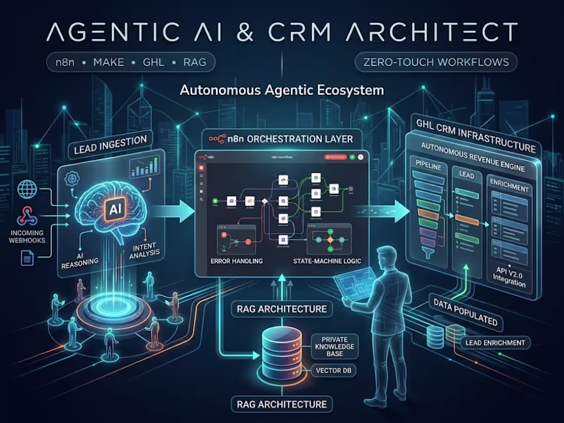 Cover image for Agentic AI & CRM Infrastructure | n8n + GHL Architect