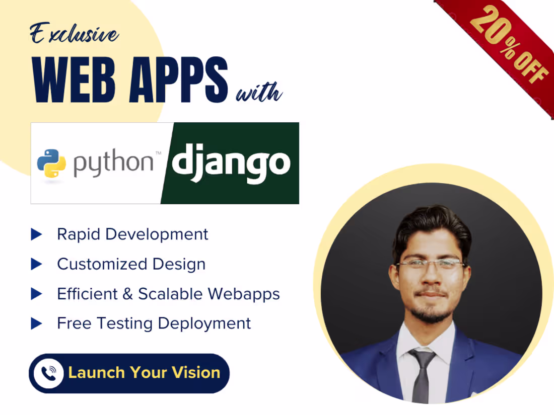 Cover image for I will develop python django web apps with javascript & database