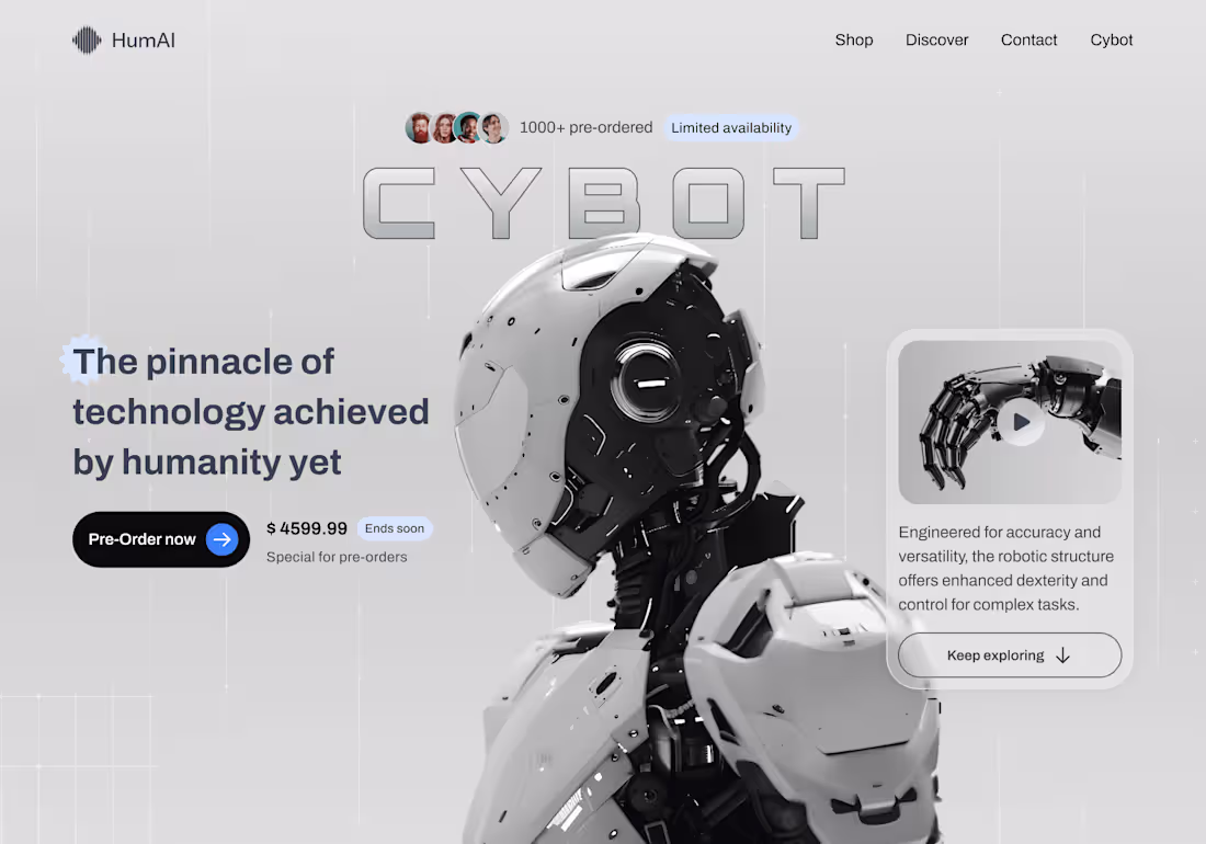 Cover image for Futuristic Hero Section for Robot Tech Website