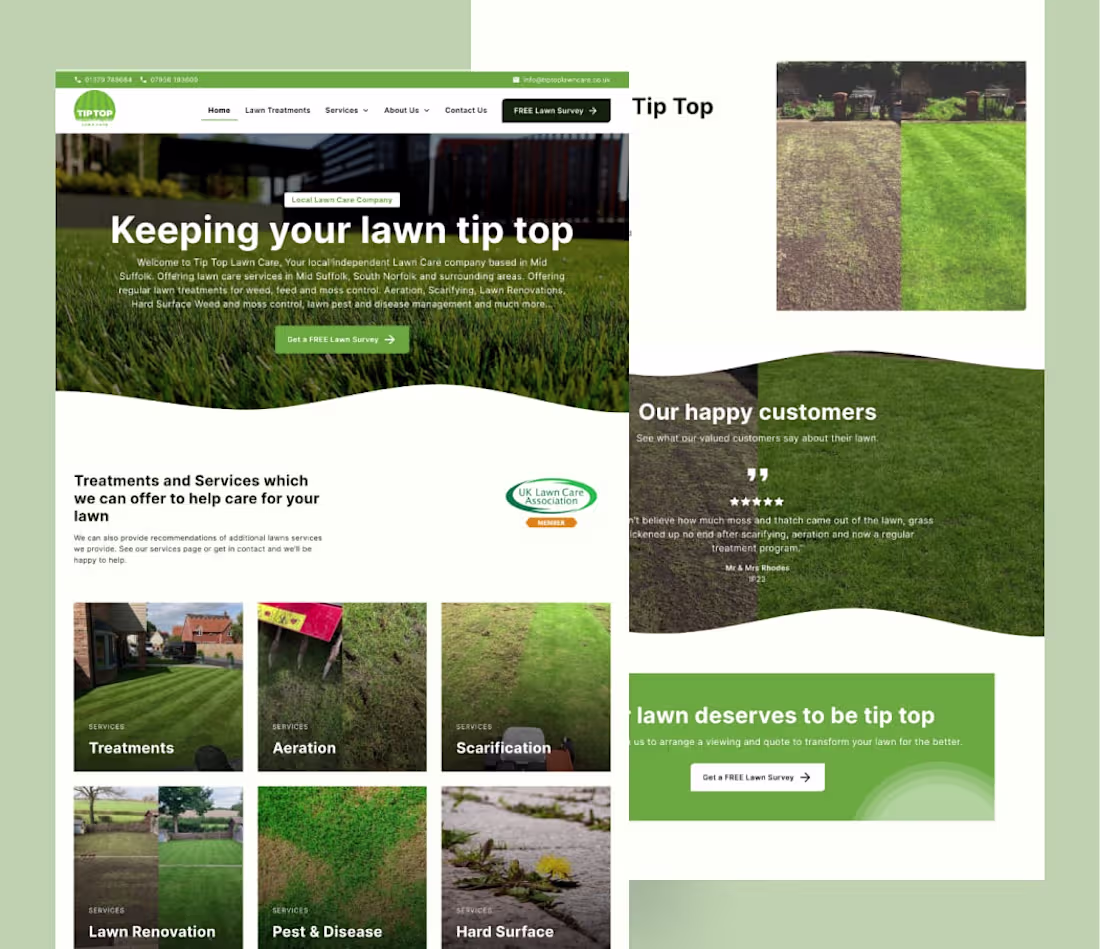 Cover image for Tip Top Lawn Care website