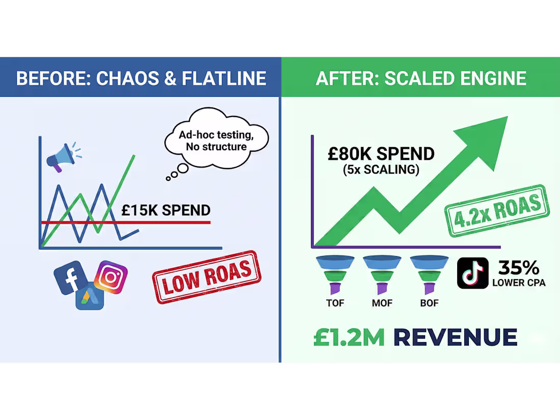 Cover image for The Challenge D2C skincare brand was stuck at £15K/month ad ...