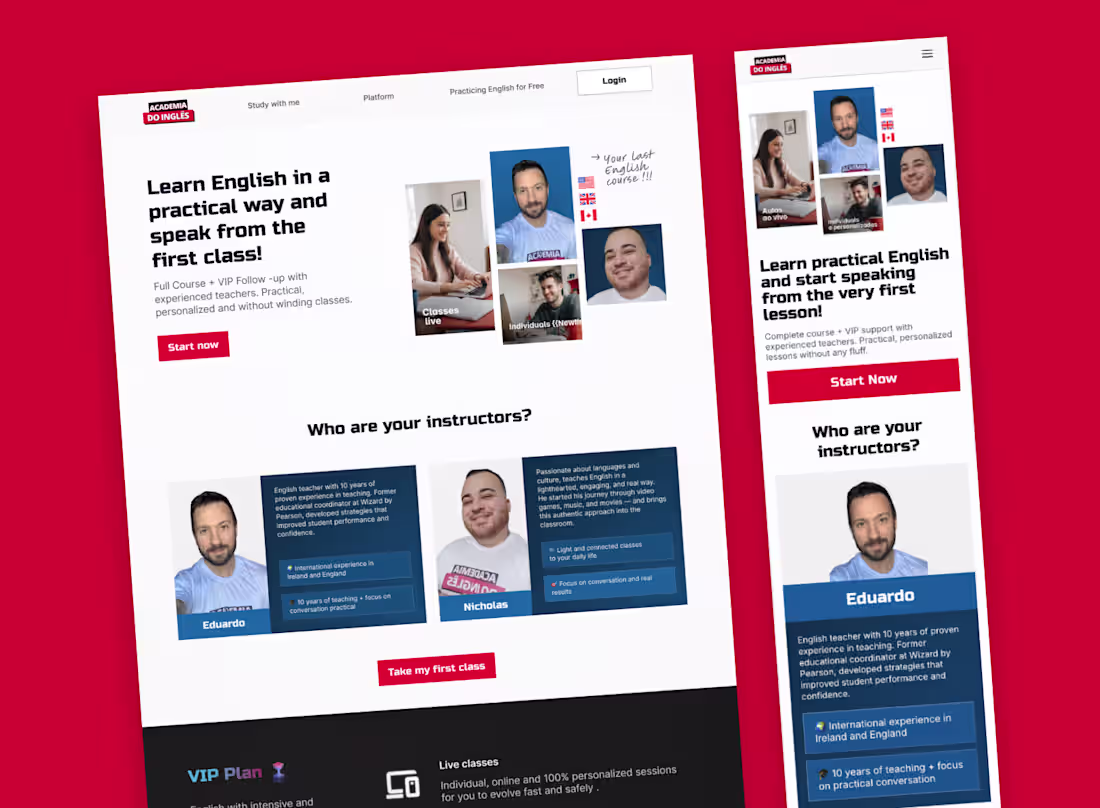 Cover image for High-Converting Landing Page for Academia do Inglês