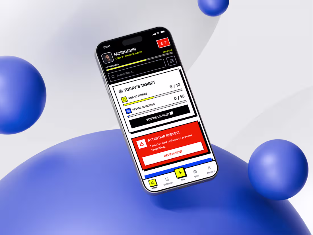 Cover image for Vocabulary Learning App Dashboard –
