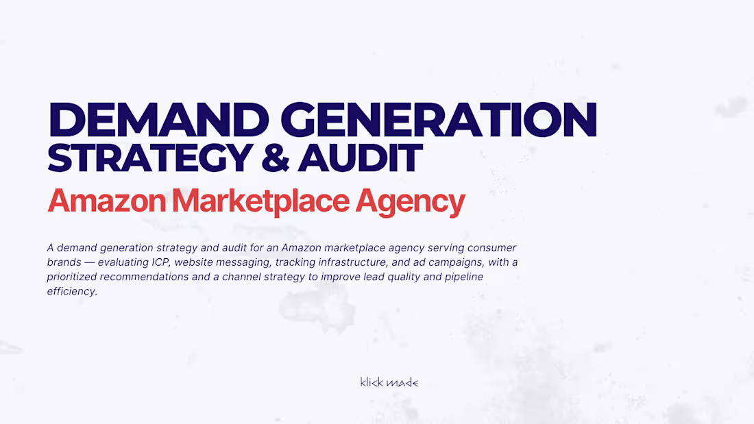 Cover image for Performance Audit & Strategy for an Amazon-focused agency 