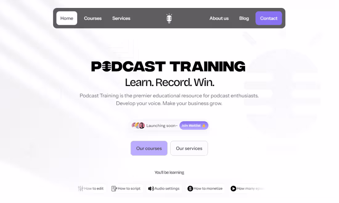 Cover image for Multi-page site for podcast learning educational business