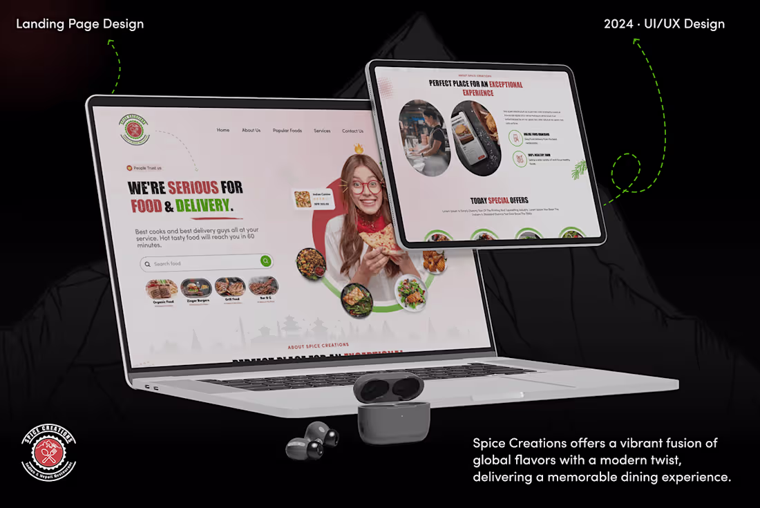 Cover image for Spice Creations Restaurant Landing Page Design