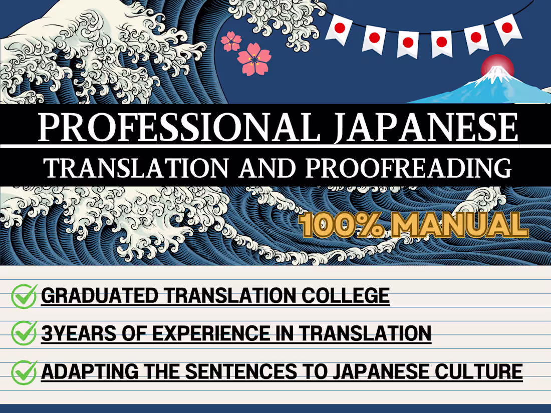 Cover image for Best Japanese translation & proofreading service