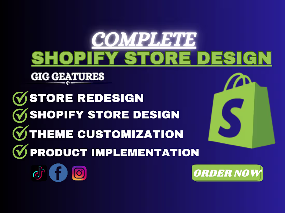 Cover image for I will do complete shopify website design for your store 