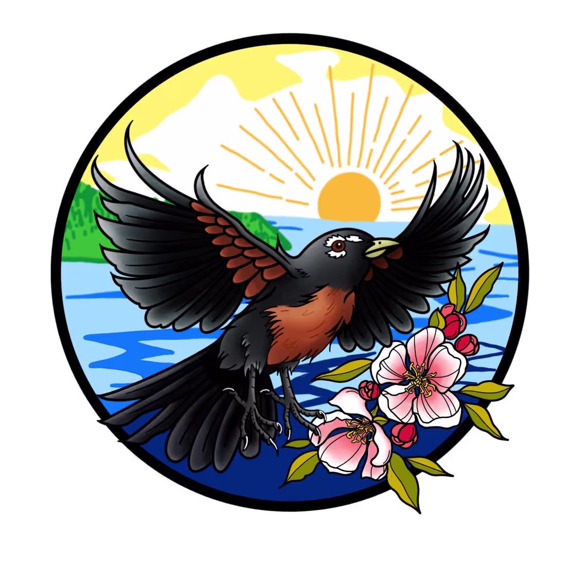 Cover image for American Robin flying in front