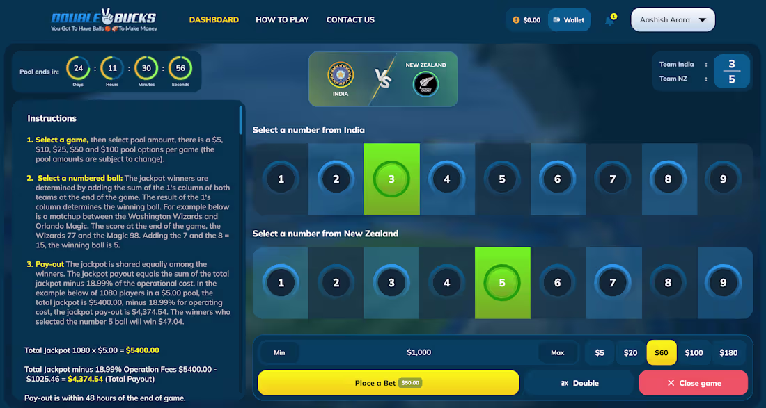 Cover image for Designed a game board for a betting platform. You can rate t...