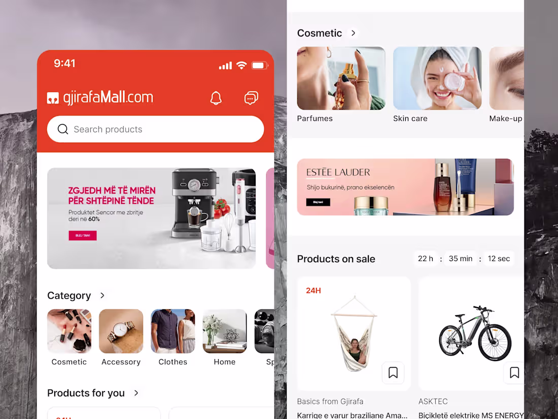 Cover image for Modern e-commerce app UI for GjirafaMall — designed for clar...