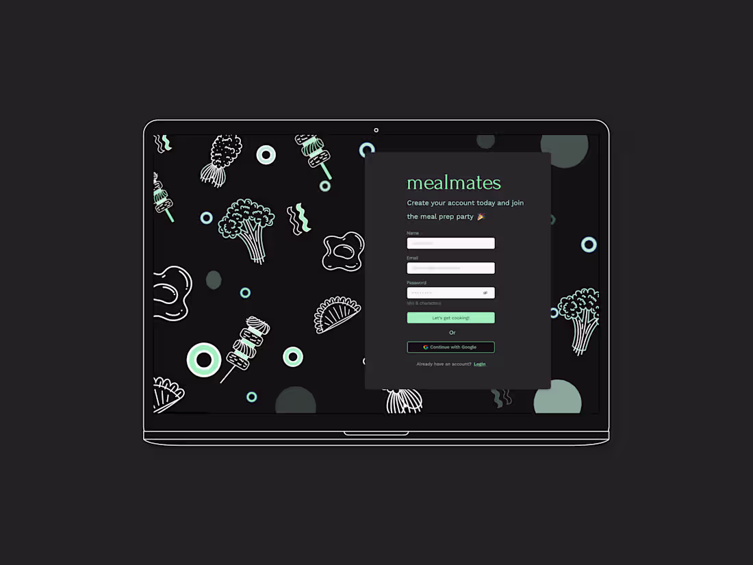 Cover image for Sign Up page for a Meal Prep app