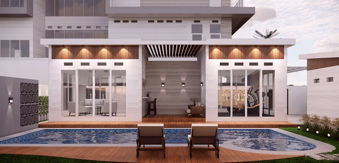 Cover image for Villa-Style Pool, Lounge, and Gym Area