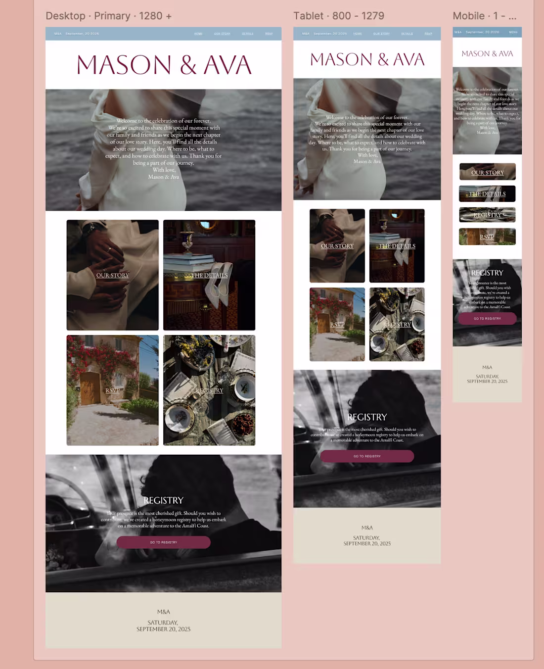 Cover image for A Mock Wedding website page using Figma. This is my first ti...