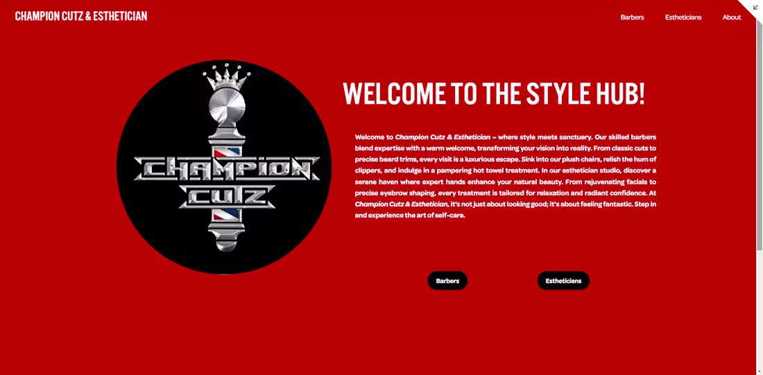 Cover image for Champion Cutz and Esthetician Website