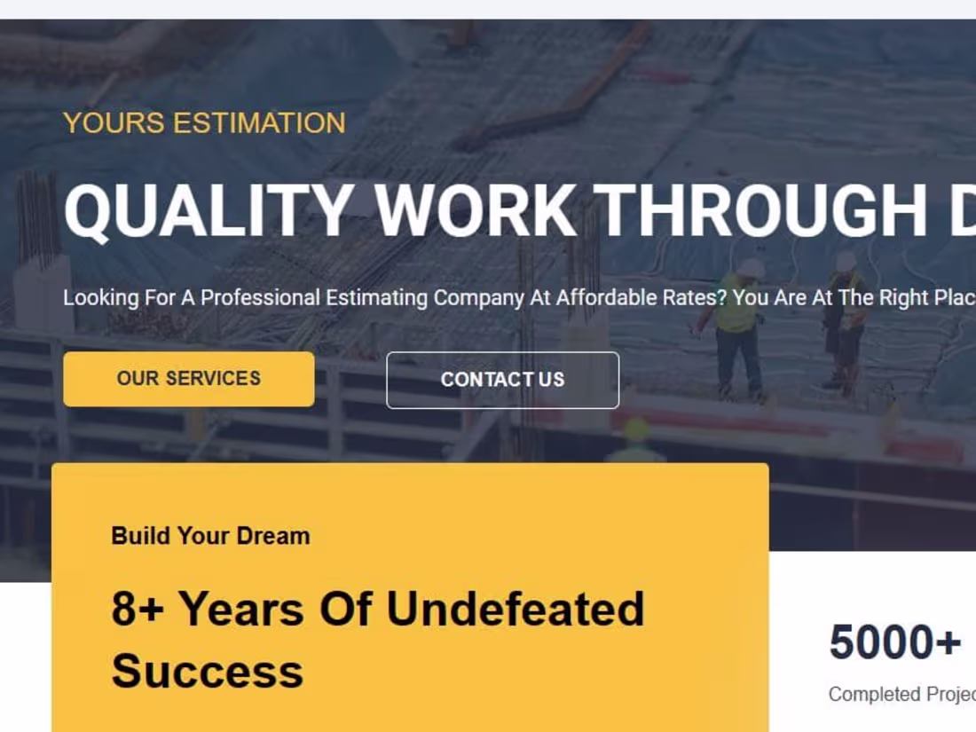 Cover image for Estimation company website