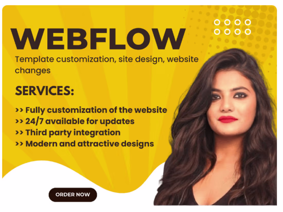 Cover image for Webflow template customization & changes, Webflow site design.
