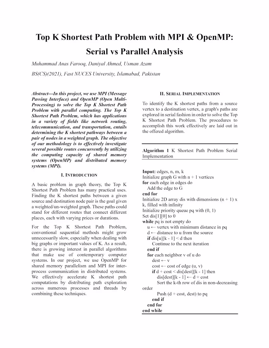 Cover image for Top K Shortest Path Problem Using MPI and OpenMP