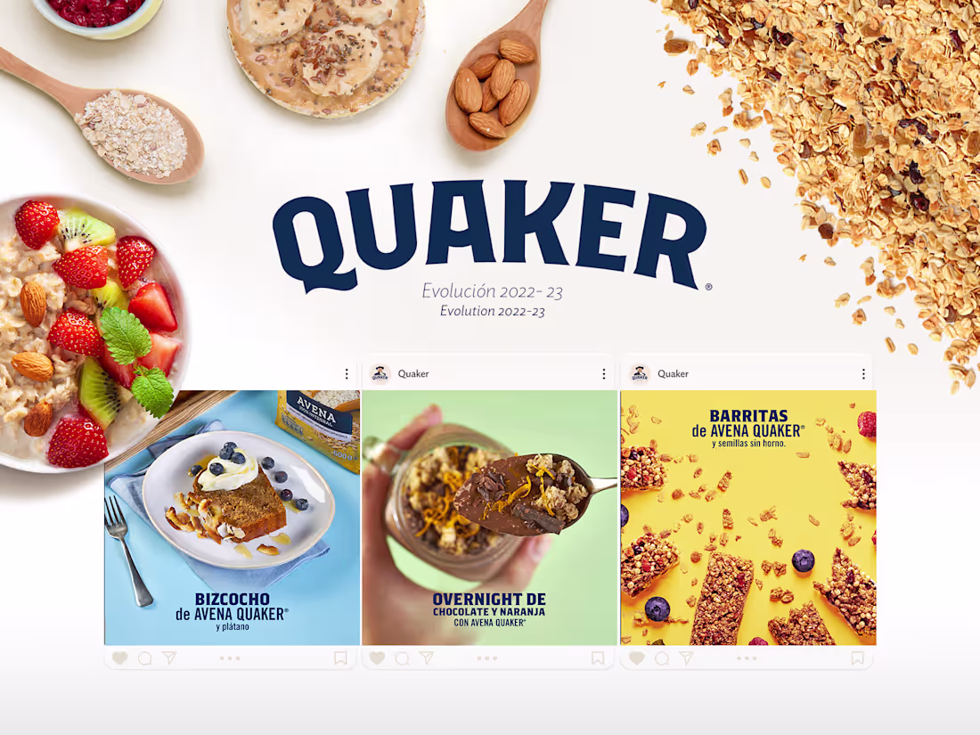 Cover image for Quaker Social Media One Year Evolution on Behance