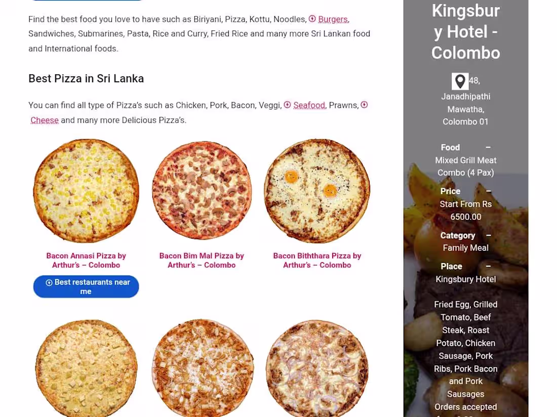 Cover image for Content Creation for Sri Lanka Food