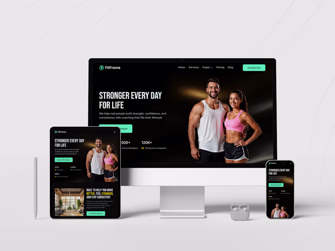 Cover image for FitFrame — Fitness & Gym Website Design