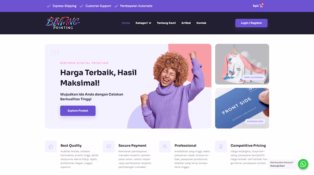 Cover image for Bintang Digital Printing Website Development & SEO Optimization