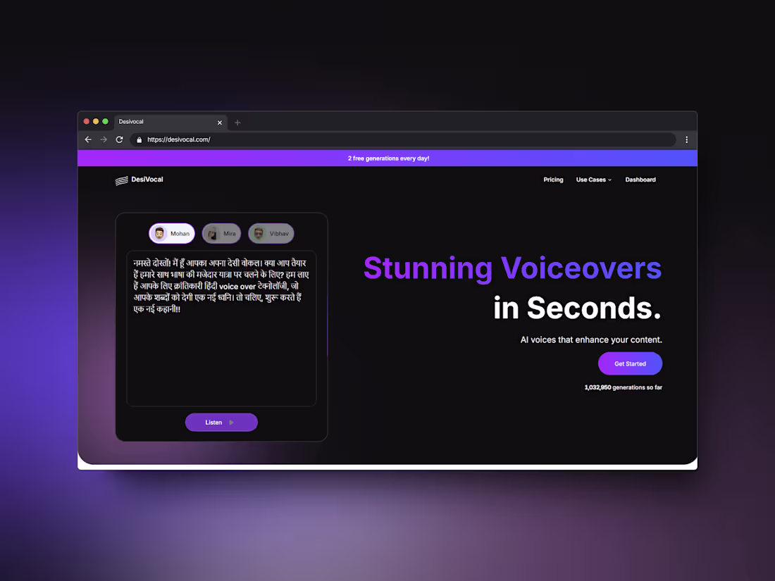 Cover image for DESIVOCAL SAAS WEBAPP UIUX