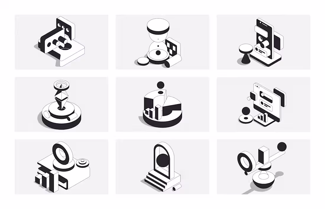 Cover image for FREEBIE - Abstract isometric illustrations