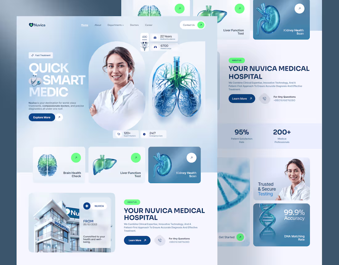 Cover image for Nuvica - Medical Web UI/UX Design, web design