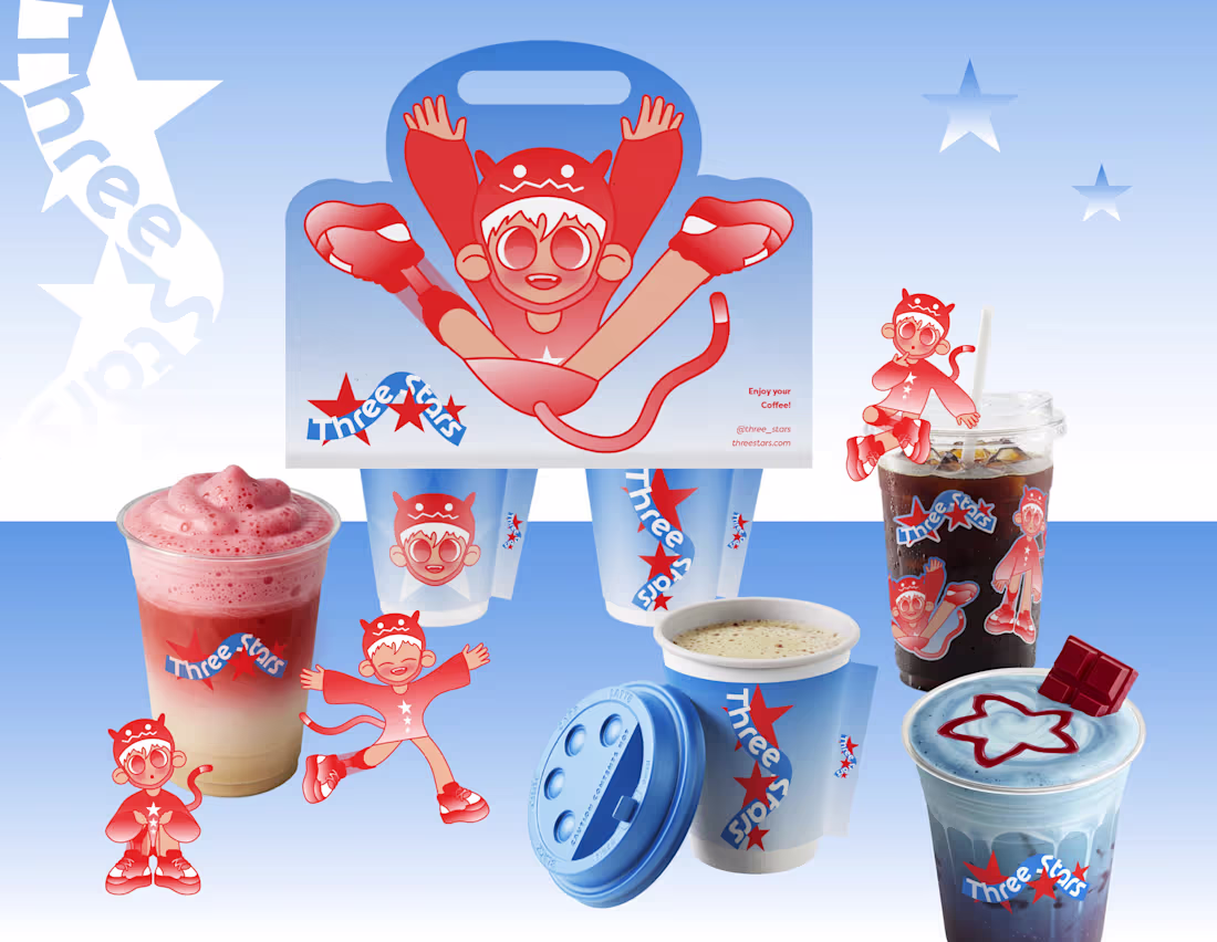 Cover image for Three Stars Cafe - Brand Identity & IP Character