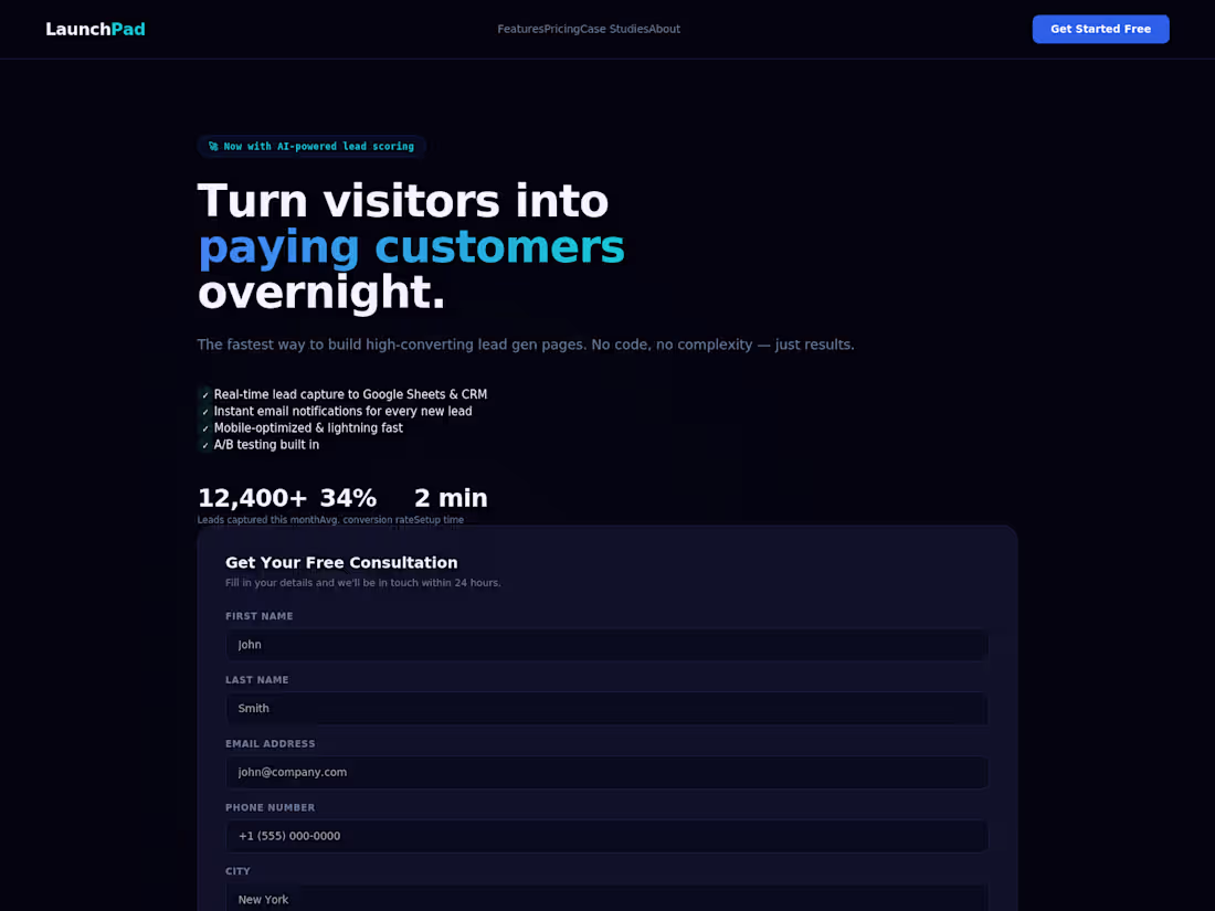 Cover image for Developed a high-converting lead generation