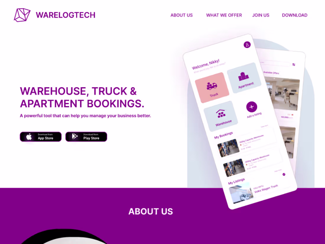 Cover image for Warelogitech Landing page Design