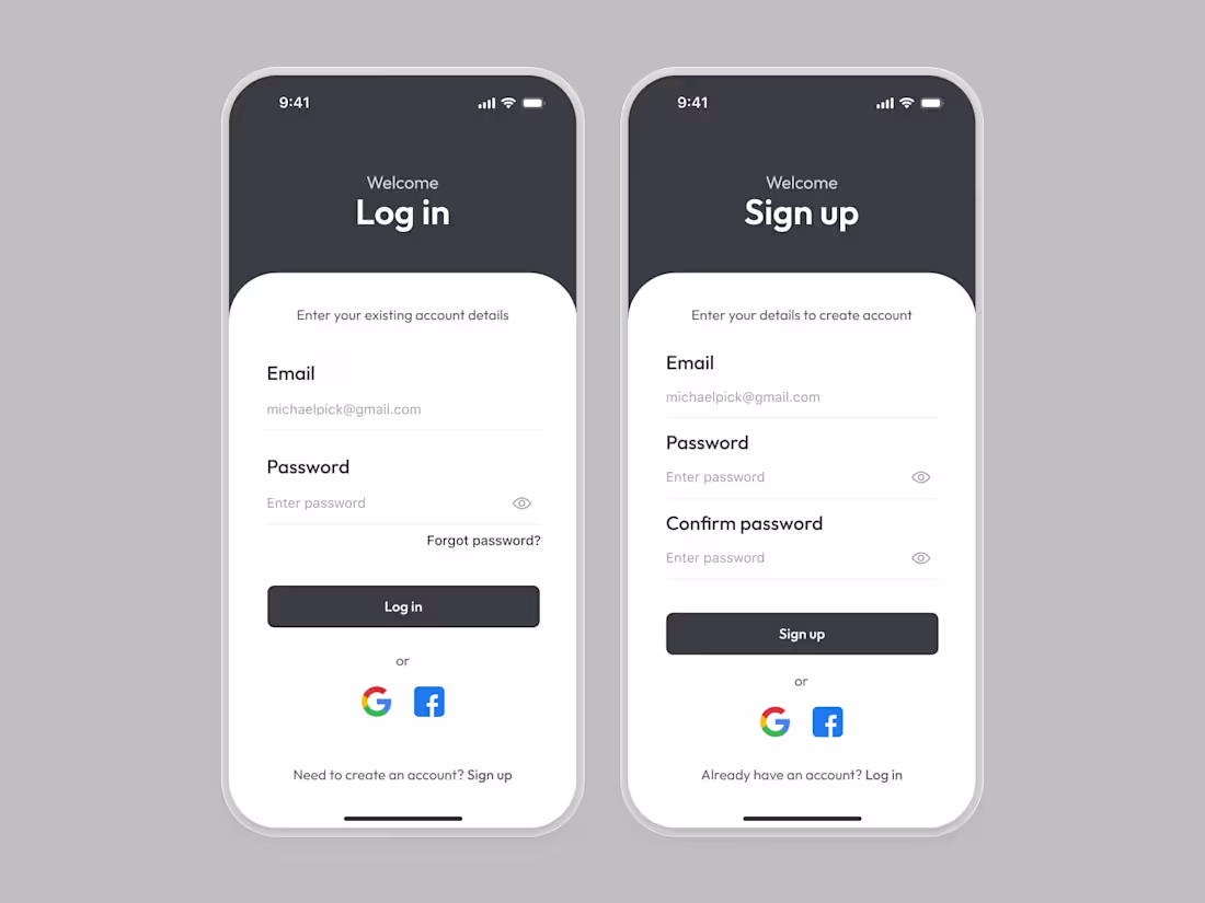 Cover image for Log in & sign up screen