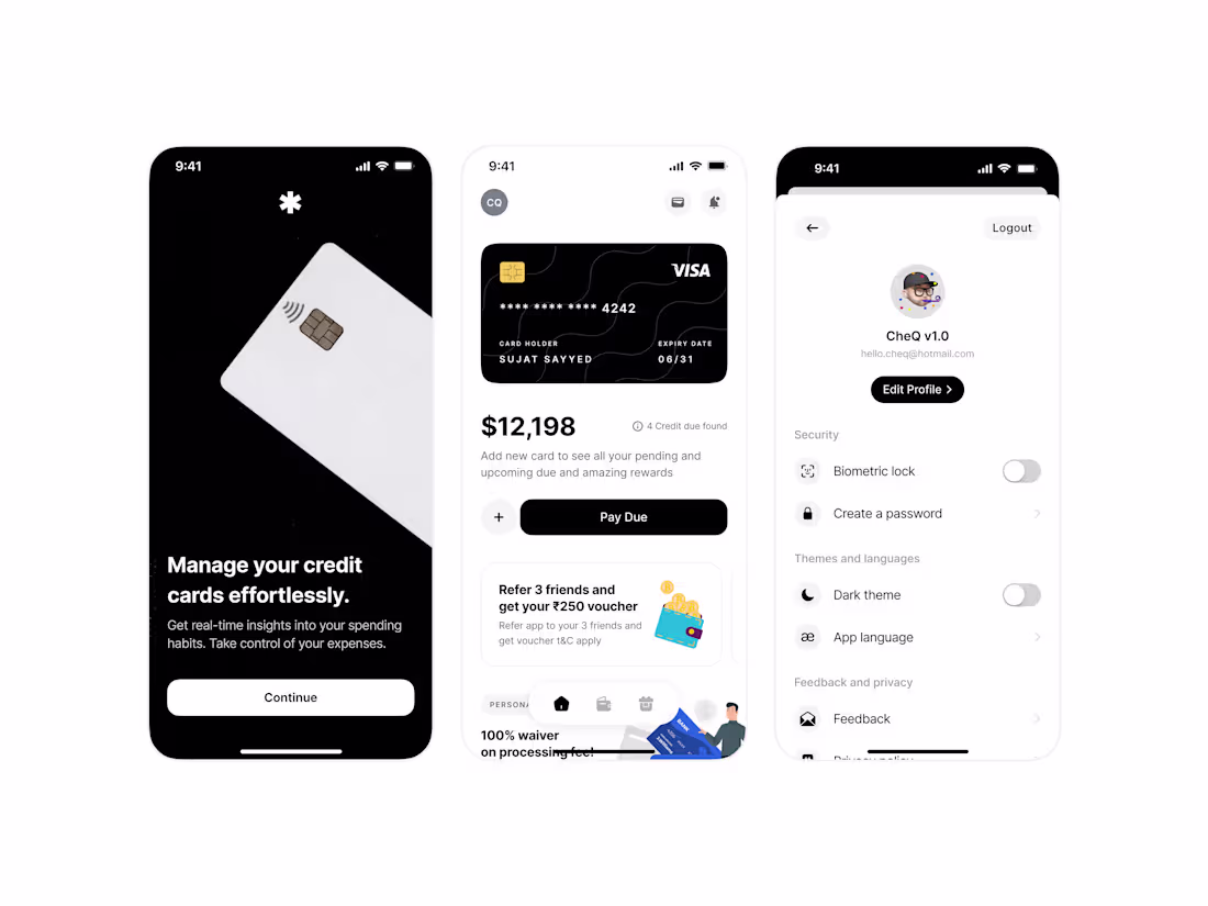 Cover image for Hi there 👋 Here’s a glimpse of my Credit Card Management Ap...